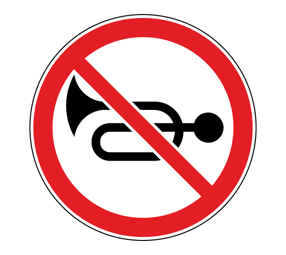 Знак 3.26 «Подача звукового сигнала запрещена»